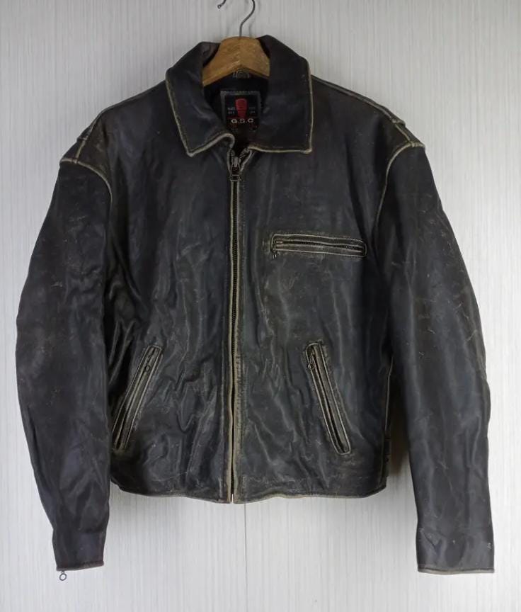 Rare Vintage 80s G.S.C Ontime Road Masters Genuine Leather Jacket