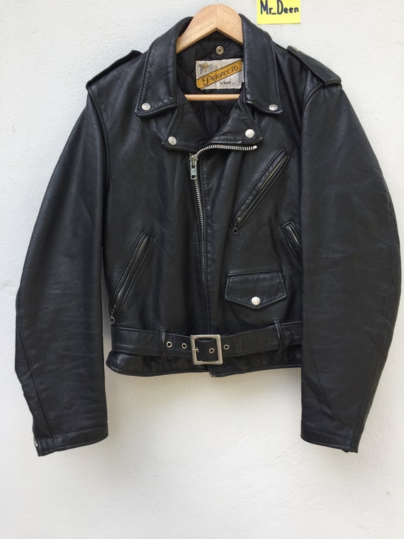 FREE SHIPPING!!! Vintage Schott Perfecto Black Lea