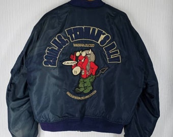 Tedman Ted Company Military Navy Blue MA-1 Bomber Jacket Lucky