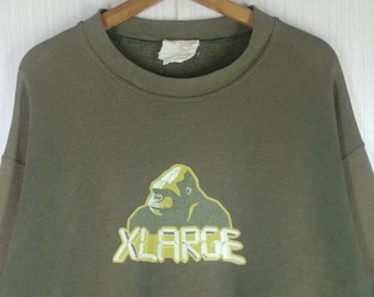 Sudadera vintage rara de los años 90 con logo grande, talla L, suéter vintage extragrande con logo grande
