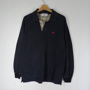 Selten!!! Vintage Burberrys Nova Karo Langarm Poloshirt Made In England Gr. L