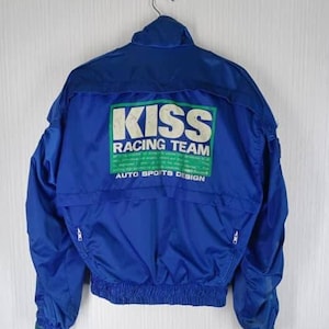 Rare!!! Vintage 90s KISS Racing Team Auto Sports Design Jacket Big Logo Size Like M