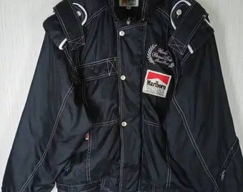 Vintage 1990s Marlboro Racing Denim Jacket Size XL Quality