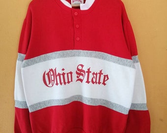 Rares !!! Sweat-shirt vintage des années 90 Ohio State multicolore colorblock taille L