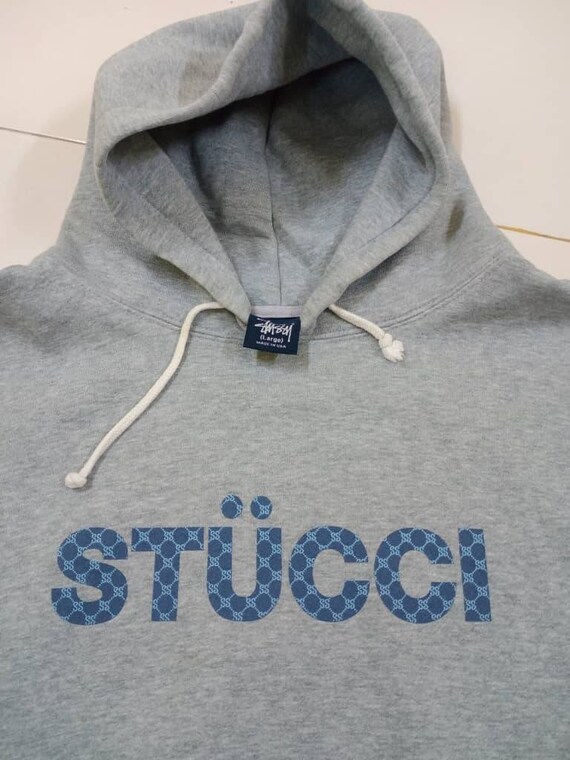 Jengvintagestore Rare Vintage 90s Stussy Stucci Monogram Logo Hoodie Sweatshirt Size L Made in USA