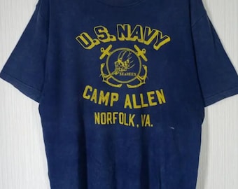 ¡¡¡RARÍSIMA!!! Camiseta vintage de los 90 de Buzz Rickson's U.S. Navy Champ Allen Norfolk, VA Talla como L