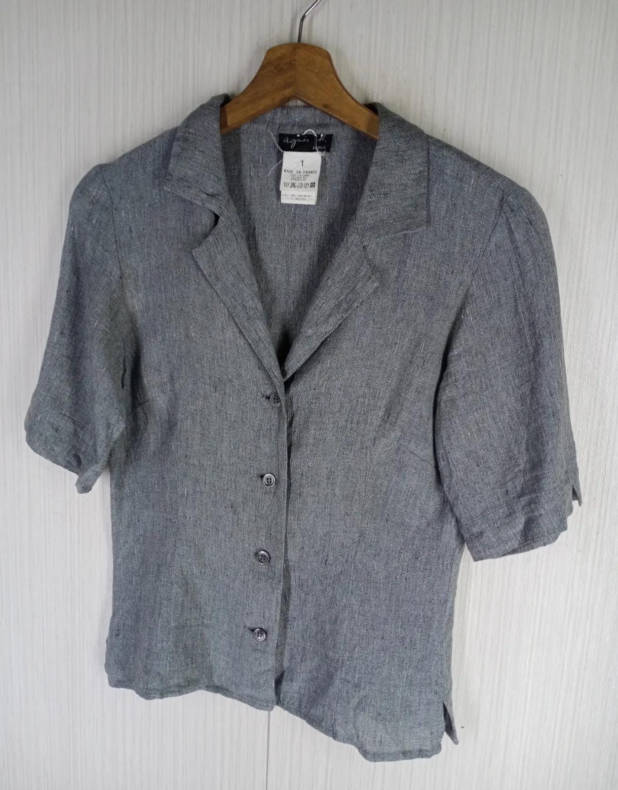 Rare Vintage Agnes B. Paris Linen Lightweight Blazer Size 1 Agnes