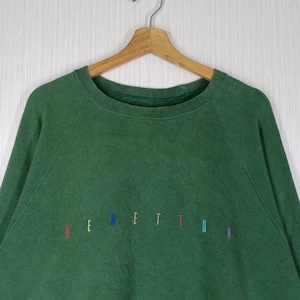 Zeldzaam!!! Vintage jaren 90 United Colors Of Benetton-sweatshirt met regenboogkleurenlogo, maat XL