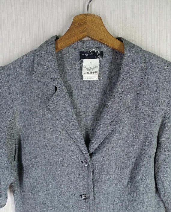Rare Vintage Agnes B. Paris Linen Lightweight Blazer Size 1 Agnes