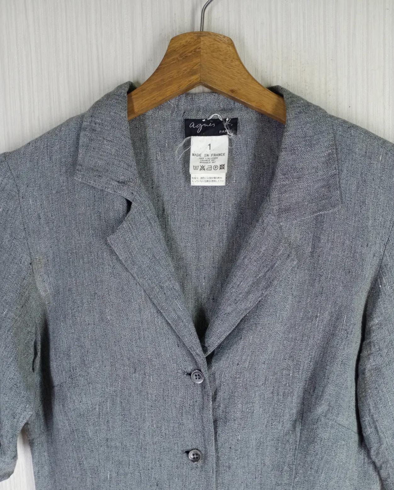 Rare Vintage Agnes B. Paris Linen Lightweight Blazer Size 1 Agnes