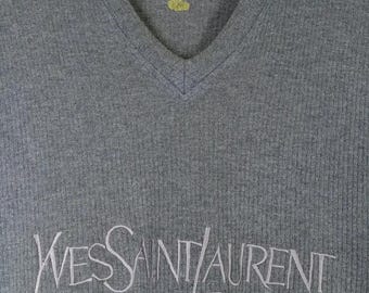 Vintage Yves Saint Laurent Sweatshirt Medium 90's Ysl Italy