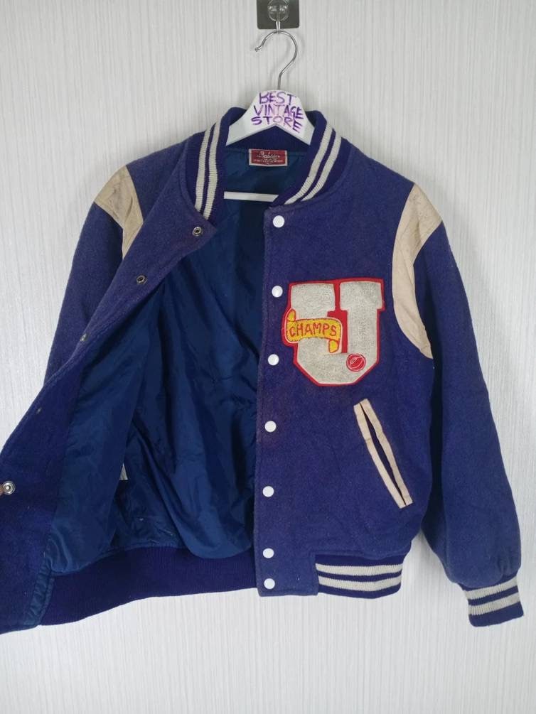 RARE!!! Vintage 80s Champs U Varsity Jacket/wool Varsity Size M - Etsy
