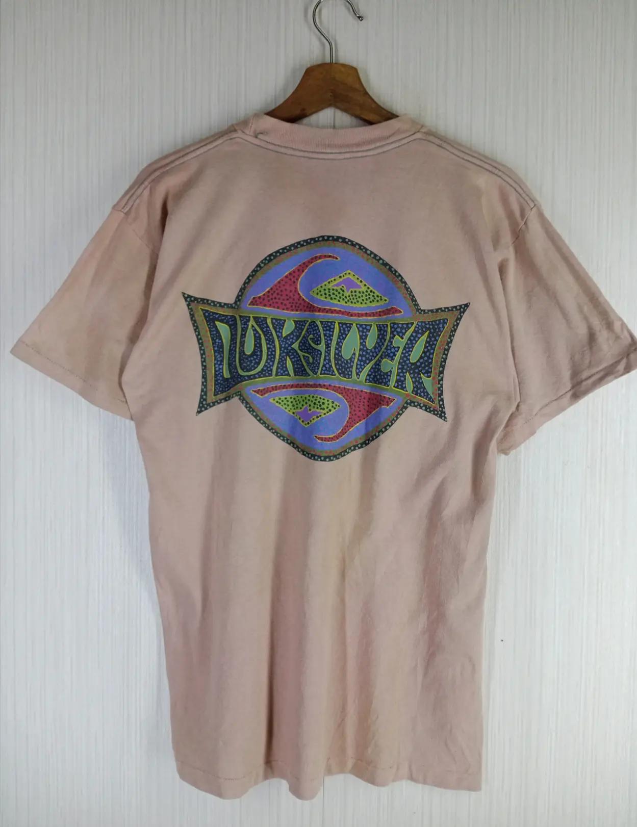 RARE!!! Vintage 80s Quiksilver Big Logo Tshirt Made in Usa Size M