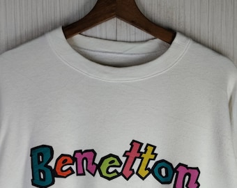Rare!!! Vintage 90s United Colors of Benetton Crewneck Sweatshirt Size like L Vintage Benetton Big Logo Sweater Benetton Spell Out Logo