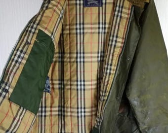 Rare Vintage Burberrys Nova Check Waxed Jacket Made in England Size Like XL Vintage Burberrys Nova Check Trench Coat