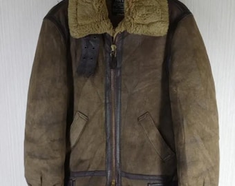80s Vintage Schott Type B-3 Flight Mouton Leather Jacket - Etsy