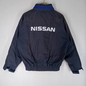 90s SKYLINE 日産 ナイロン ボンバージャケット 短丈 Tech 企業 Vintage 90s Nissan Racing Techno Bomber Jacket Medium