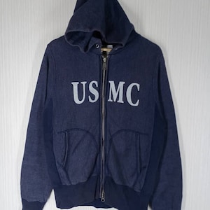 Rare!!! Vintage Schott Nyc USMC Hoodie Sweatshirt Size M