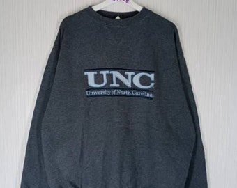Rare!!! Vintage 90s University Of North Carolina UNC Embroidery Big Logo Sweatshirt Size Like XL