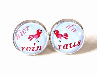 Stud earrings ••• In here - out there bird red •••