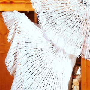 Vintage Crochet Pattern  Baby Circular Christening Shawl  2ply or 3ply  Baptism Heirloom Shawl Baby Shower Gift