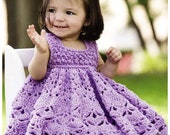 Vintage Crochet Pattern Frilled Baby Dress Ruffled Dress Yoke Party Summer Sun Lace Frilly Berry and Shell Stitch Newborn - 12 Months