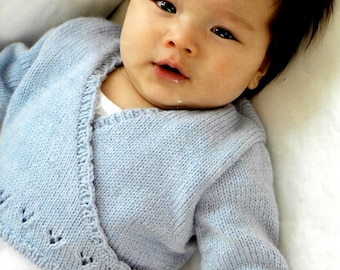 Vintage Knitting Pattern PDF Baby Wrap-over Cardigan Wrap Ballet Top Premature to 1yr 4ply Preemie Newborn Knit Long or Short Sleeve