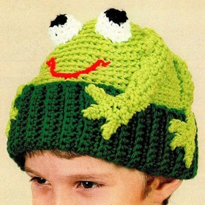 Vintage Crochet Pattern Frog Hat Beanie Animal Hat image 2