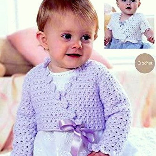 Crochet Pattern  Baby Wrapover Ballet Cardigan Long or Short Sleeve  Vintage Summer Top Sweater Newborn to 2 yrs  16 - 20 ins DK Worsted PDF