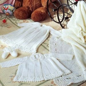 RETIREMENT SALE ***Vintage Knitting and Crochet Pattern Baby Layettes Shawls  Matinee Coat Dress Bonnet Booties  Christening Newborn 6m