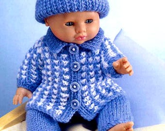 ENGLISH Vintage Knitting Pattern PDF Dolls Clothes Coat Trousers Hat Boots Jacket Leggings 12 to 22 ins doll Premature Baby  Reborn Dolls DK