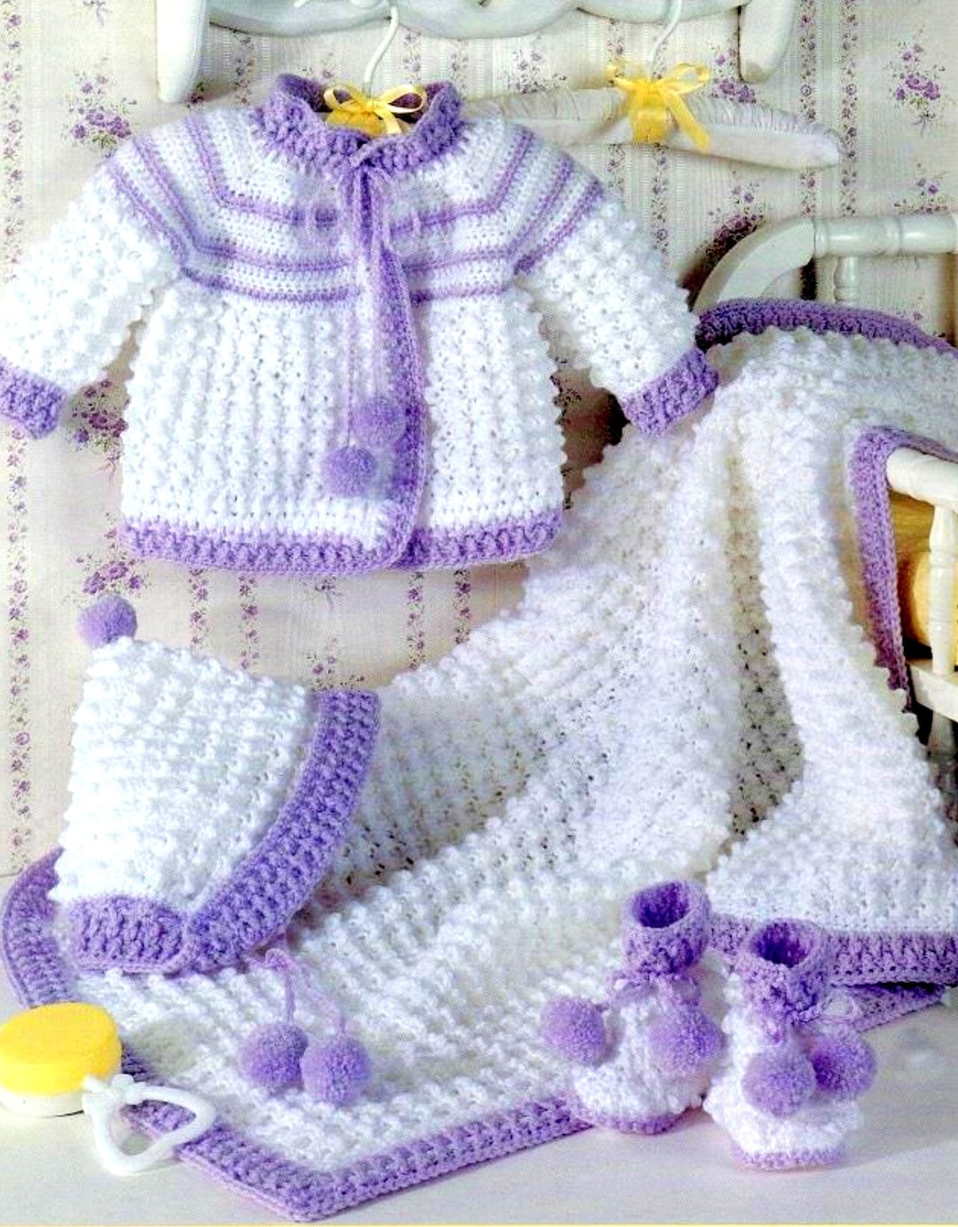 Layette Pattern ENGLISH Vintage Crochet Pattern PDF 4 Baby Layettes Matinee Jacket ...