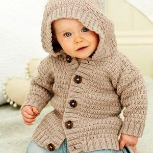 RETIREMENT SALE ***  Knitting Pattern  Baby Children&#39;s Teddy Bear Hoodies Boy Girl  Jacket Pram Coat Matinee Hooded Hood Ears DK Newborn-5y