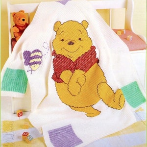 Vintage Crochet Cross Stitch Pattern  Pooh Afghans Winnie the Pooh, Tigger, Piglet and Eeyore Blanket Bedspread Throw Baby Blanket