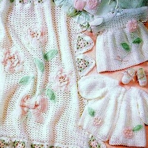 RETIREMENT SALE *** Vintage Crochet Pattern  Baby Layette  Jacket Bonnet Booties Afghan  Pram Cot Blanket  Cardigan Coat Matinee Set