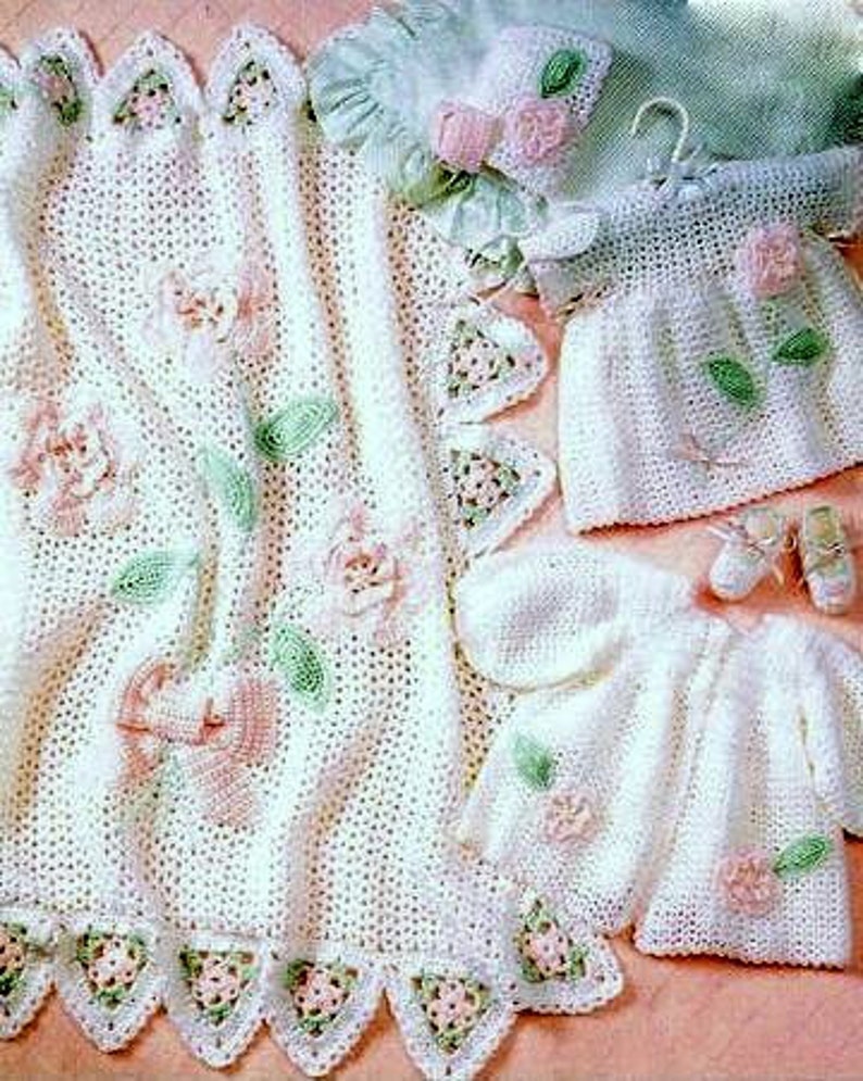Vintage Crochet Pattern Baby Layette 3 Designs Jacket Etsy