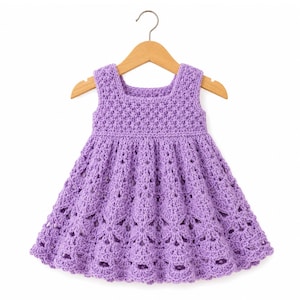 ENGLISH Vintage Baby Crochet Pattern PDF  Frilled Dress  Ruffled Dress  Yoke Party Summer Sun Lace Frilly  Berry and Shell Stitch