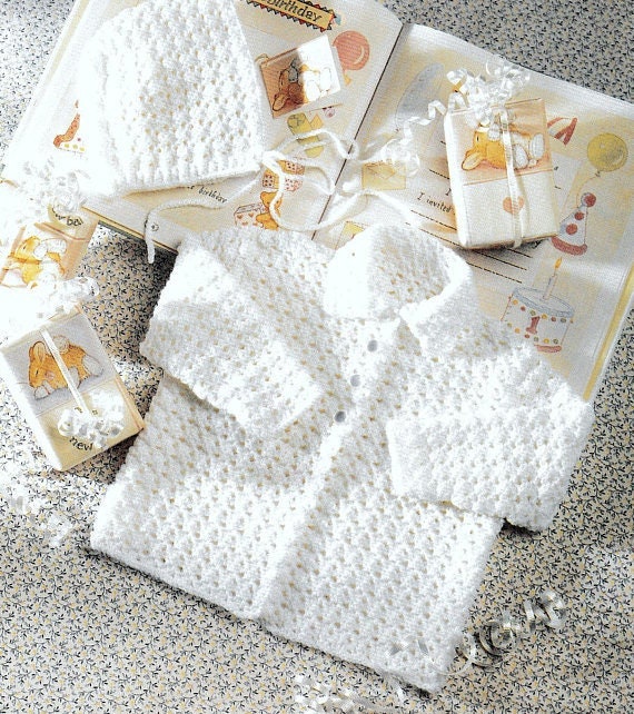 38 Matching Crochet Pattern Sets for Your Next Project 2 English Vintage Baby Coat and Bonnet Jacket Cardigan Hat