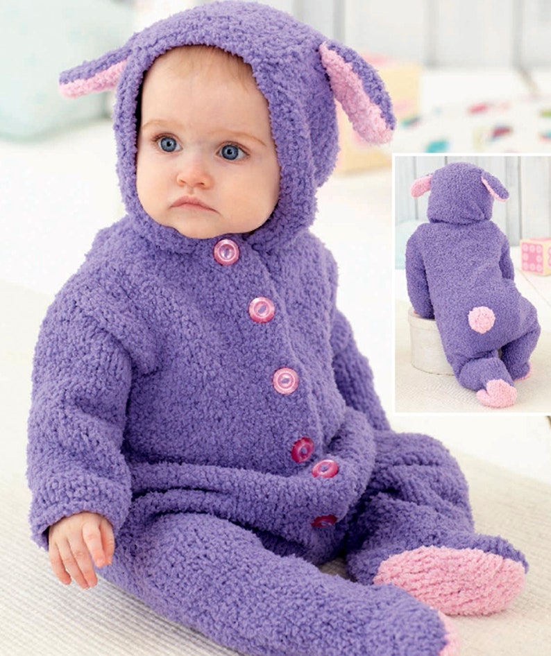 Vintage Knitting Pattern Baby Bunny Suit All in One Rabbit Etsy