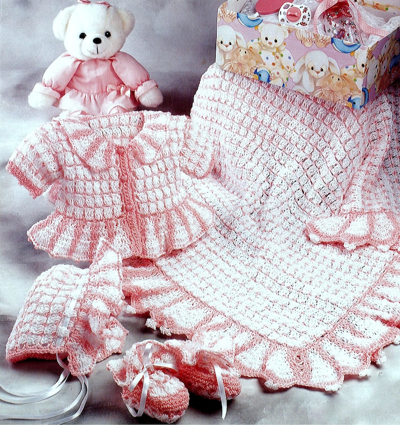 Vintage Crochet Pattern Baby Layette 5 Designs Jacket Etsy