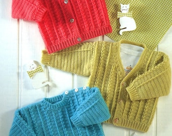 Vintage Crochet Pattern PDF  Baby Toddler Boys Girls Cardigans and Button Shoulder Sweater Jacket Jumper Pullover 4ply 16-26ins Newborn-6yrs