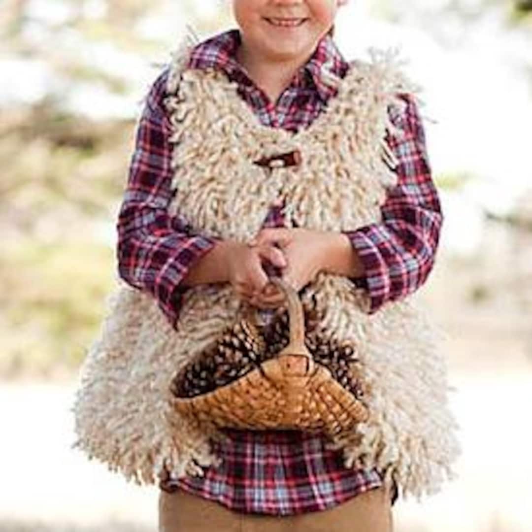 Vintage Knitting Pattern PDF Girls Mock Sheepskin Loopy Vest Waistcoat ...