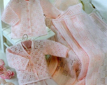 Vintage Crochet Pattern PDF Two Baby Childrens Matinee Jackets or Cardigans and Shawl or Pram Blanket  Newborn to 6 Years