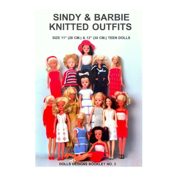 Vintage Knitting Pattern   Barbie Sindy Teenage 11 and 12 inch Fashion Doll Clothes Outfits Dresses Jeans Sailor Suit Hot Pants Accessories