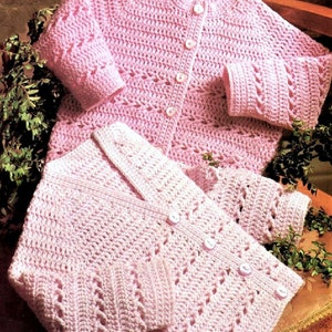 RUHESTANDSVERKAUF ** Vintage Häkelanleitung Mädchen Strickjacke V-Ausschnitt oder Rundhals Brust 18 bis 24 Zoll 4 lagig Kleinkind Cardigans Frühling Sommer