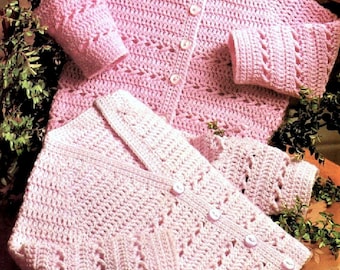 ENGISH Vintage Crochet Pattern Girls Cardigan V Neck or Round Neck Chest 18 to 24 inches 4ply Toddler Cardigans Spring Summer