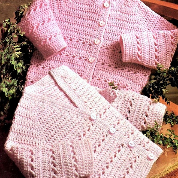 Vintage Crochet Pattern Girls Cardigan V Neck or Round Neck Chest 18 to 24 inches 4ply Toddler Cardigans Spring Summer