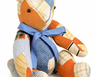 Vintage Craft Sewing Pattern PDF  Patchwork Memory Teddy Bear  Soft Toy Full Size Pattern Pieces  Digital Download