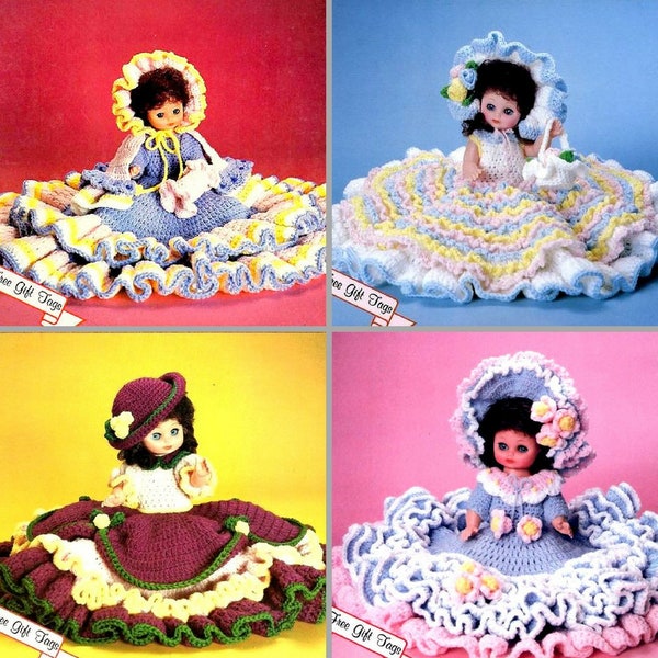 Vintage Crochet Pattern  Bed Dolls  Abbey Eva Sarah Rachel Doll   Dolls Clothes Dolls Dress Hat Toy