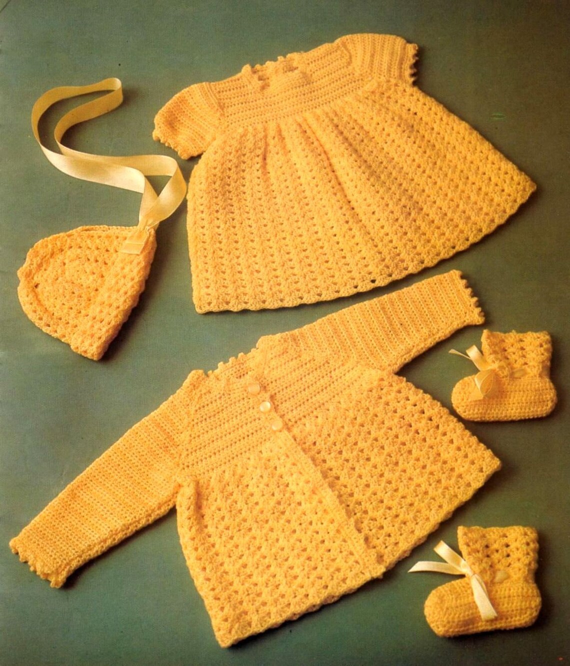 Vintage Crochet Pattern Baby Layette Dress Jacket Etsy
